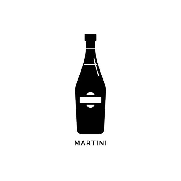Garrafa Silhueta Martini Desenho Bebida Alcoólica Italiana Preto Branco Elemento — Vetor de Stock