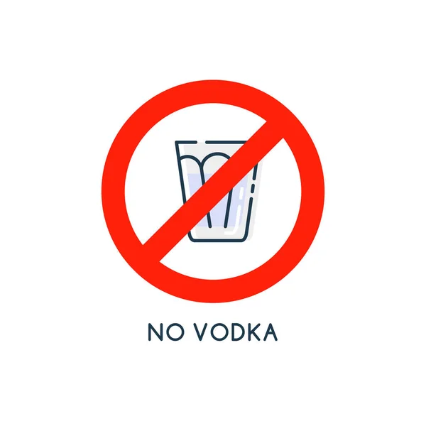 Glas Wodka Line Art Stil Für Konzeptdesign Verbot Grafischer Elemente — Stockvektor