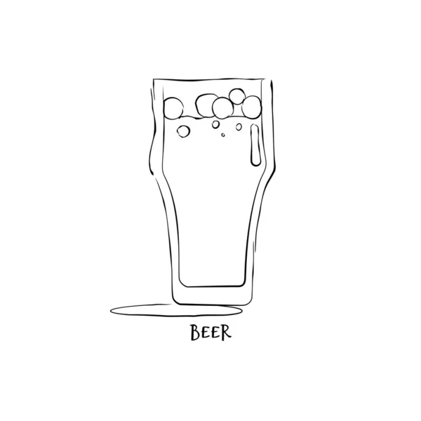 Wijnglas Bier Grafische Kunst Drinkelement Zwart Wit Retro Glas Bier — Stockvector
