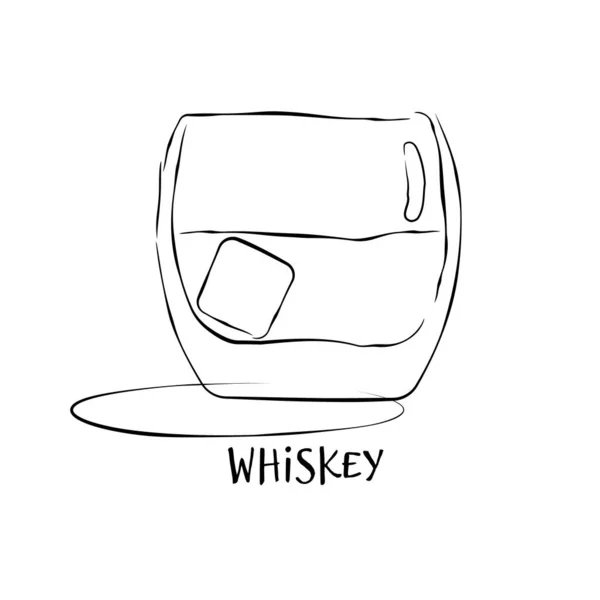 Whisky Arte Gráfico Elemento Bebida Blanco Negro Dibujo Mano Whisky — Vector de stock