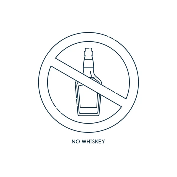 Verbod Alcohol Teken Geen Whisky Kleur Illustratie Van Een Glas — Stockvector