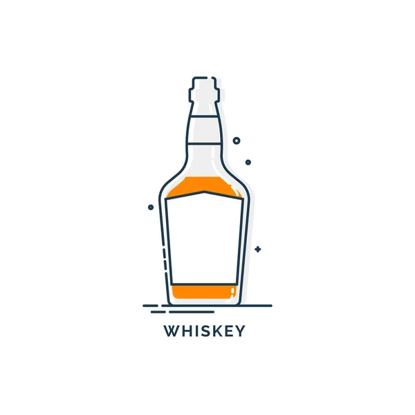 Arte Línea Whisky Botella Gran Diseño Para Cualquier Propósito Elemento — Vector de stock