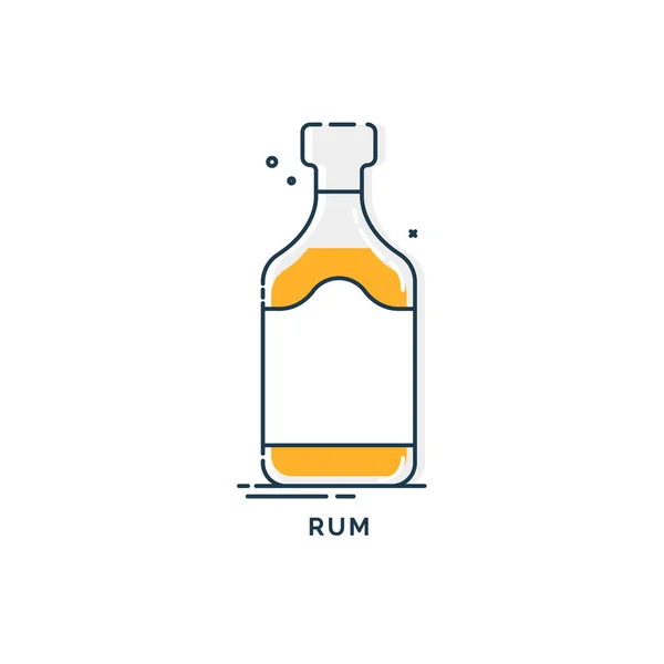 Garrafa Rum Arte Linha Grande Design Para Qualquer Finalidade Elemento —  Vetores de Stock