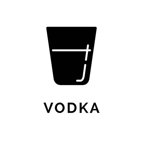 Illustration Avec Vodka Verre Silhouette Objet Isolé Forte Étiquette Boisson — Image vectorielle