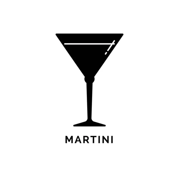 Ilustração Com Martini Vidro Silhueta Objeto Isolado Rótulo Italiano Bebida — Vetor de Stock