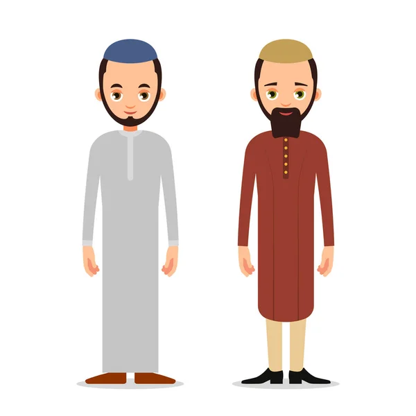 Pria Muslim Atau Pria Arab Berdiri Dalam Pakaian Tradisional Karakter - Stok Vektor