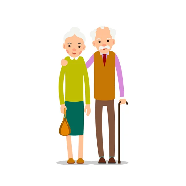 Ett Gammalt Par Två Äldre Människor Står Upp Äldre Män — Stock vektor