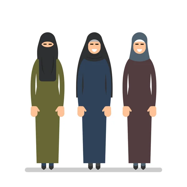 Wanita Muslim Atau Wanita Arab Dalam Hijab Perempuan Berdiri Dalam - Stok Vektor