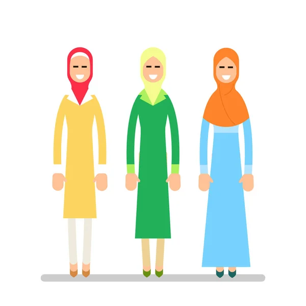 Wanita Muslim Atau Wanita Arab Gadis Berdiri Dengan Pakaian Tradisional - Stok Vektor