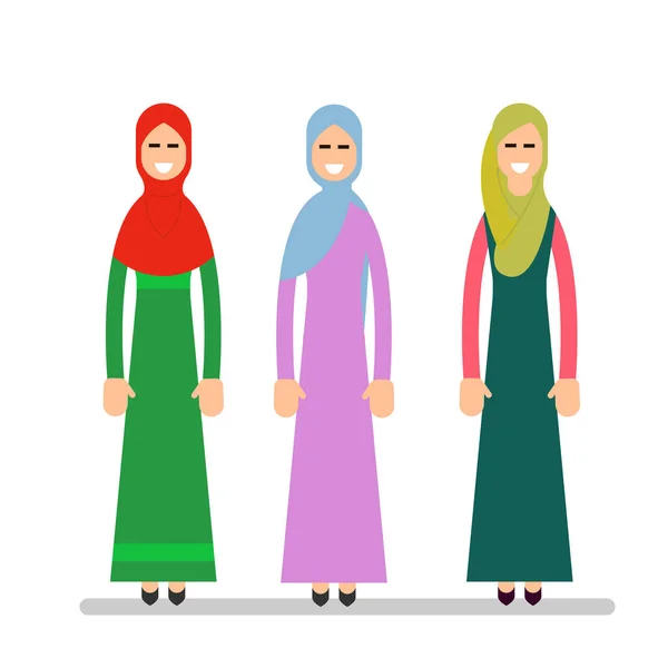 Wanita Muslim Atau Wanita Arab Gadis Berdiri Dengan Pakaian Tradisional - Stok Vektor