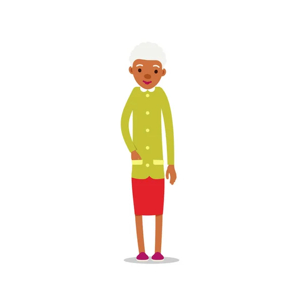 Счастливые Африканские Старушки Милая Бабушка Стоит Улыбается Традиционный Пенсионный Образ — стоковый вектор