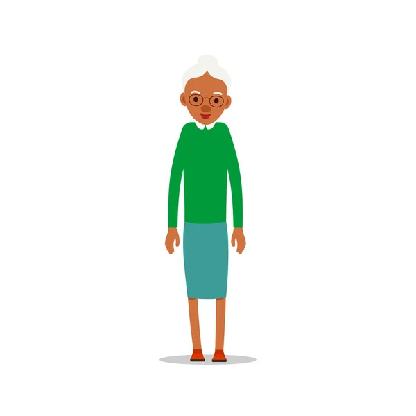 Boldog Afrikai Öregasszonyok Aranyos Nagymama Áll Mosolyog Hagyományos Nyugdíjas Életmód — Stock Vector