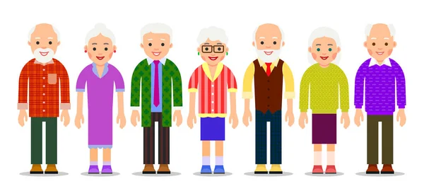 Μαζέψτε Τους Μεγαλύτερους Ηλικιωμένος Καυκάσιος Λαός Ηλικιωμένοι Άνδρες Και Γυναίκες — Διανυσματικό Αρχείο