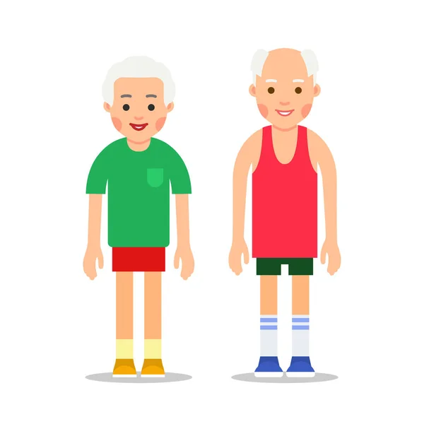 Oude Mensen Sportkleding Belangrijkste Pose Tijdens Gezondheid Gymnastiek Sport Oefeningen — Stockvector