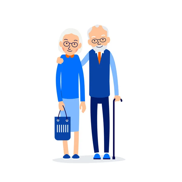 Casal Velho Duas Pessoas Idosas Estão Homem Mulher Idosos Estão — Vetor de Stock