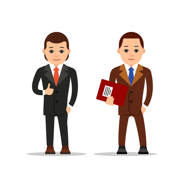 Business Man Businessman Stand Holds Hand Trouser Pocket Second Businessman — Stock Vector
