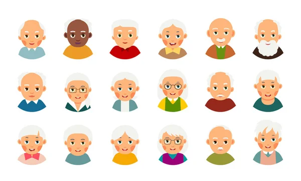 Usuarios Avatar Ancianos Conjunto Iconos Web Ilustración Moderna Con Hombres — Archivo Imágenes Vectoriales