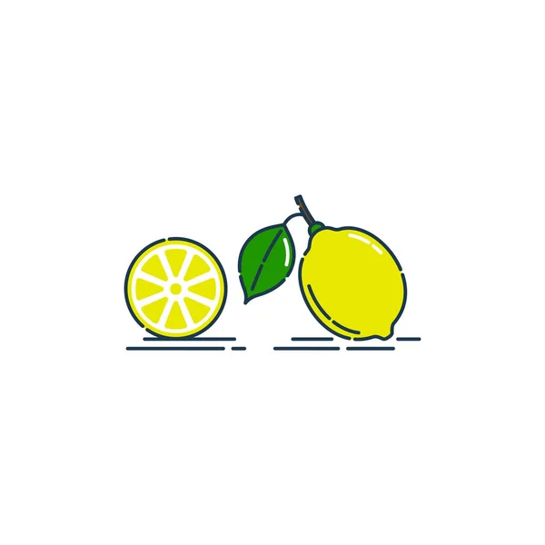 Inteiro Cortado Meia Fruta Limão Isolado Fundo Branco Produto Orgânico —  Vetores de Stock