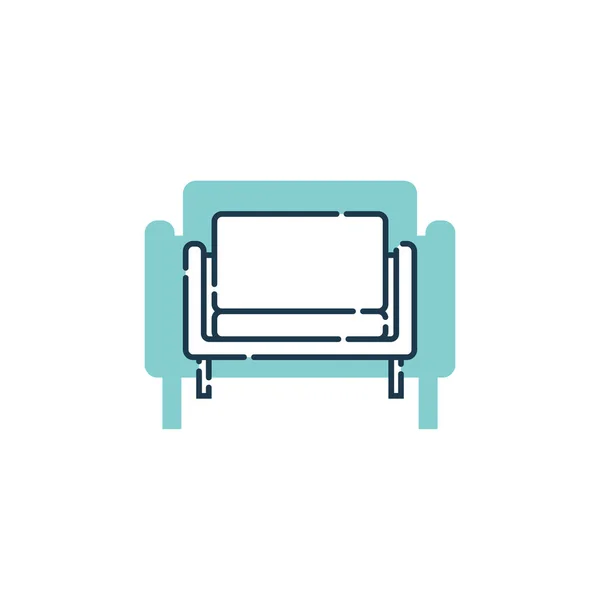 Comfortable Sofa One Pillow Flat Illustration Settee Shape Background Modern — Stock Vector