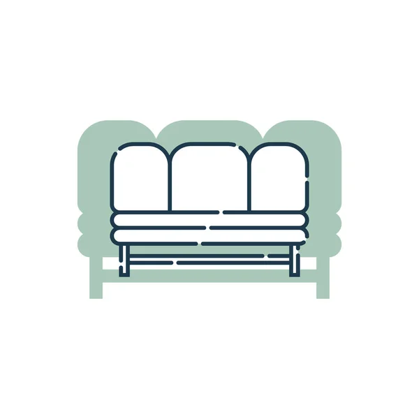 Άνετος Καναπές Ένα Μαξιλάρι Επίπεδη Απεικόνιση Settee Σχήμα Φόντο Μοντέρνο — Διανυσματικό Αρχείο