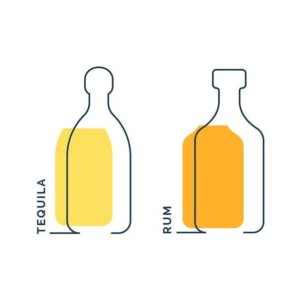 Garrafa Tequila Rum Linha Contínua Estilo Linear Sobre Fundo Branco —  Vetores de Stock