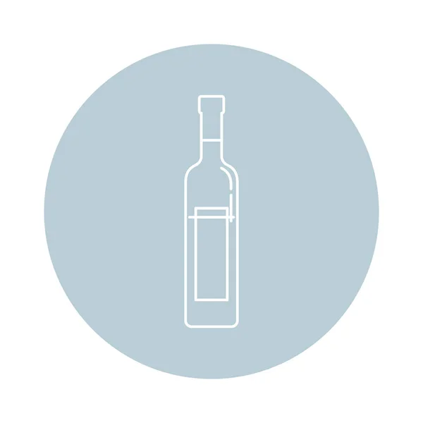 細い線の形でフラットスタイルのウォッカのボトルのイラスト 背景の形では色の飲み物の円です 分離されたオブジェクト設計飲料 レストラン パーティーのためのシンプルなアイコン — ストックベクタ