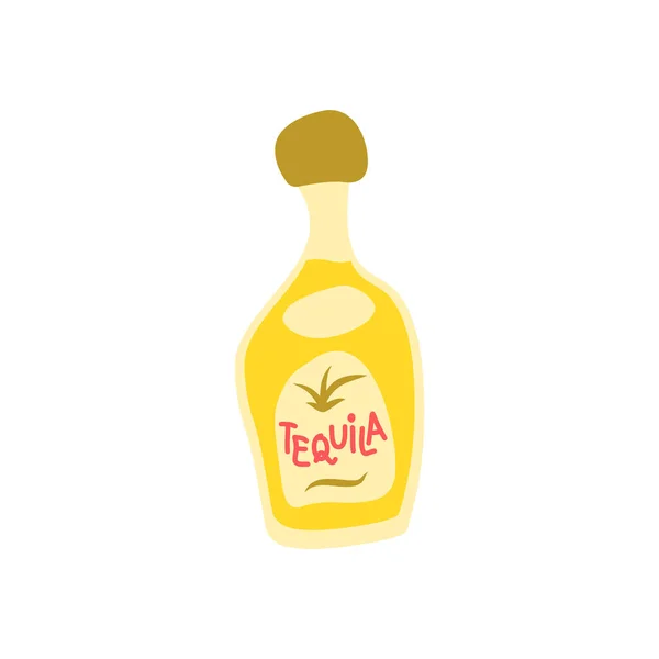 Botella Tequila Sobre Fondo Blanco Dibujo Dibujos Animados Diseño Gráfico — Archivo Imágenes Vectoriales