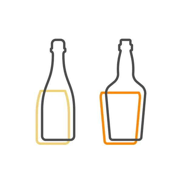 Simple Forme Ligne Champagne Bouteille Whisky Une Figure Contour Une — Image vectorielle