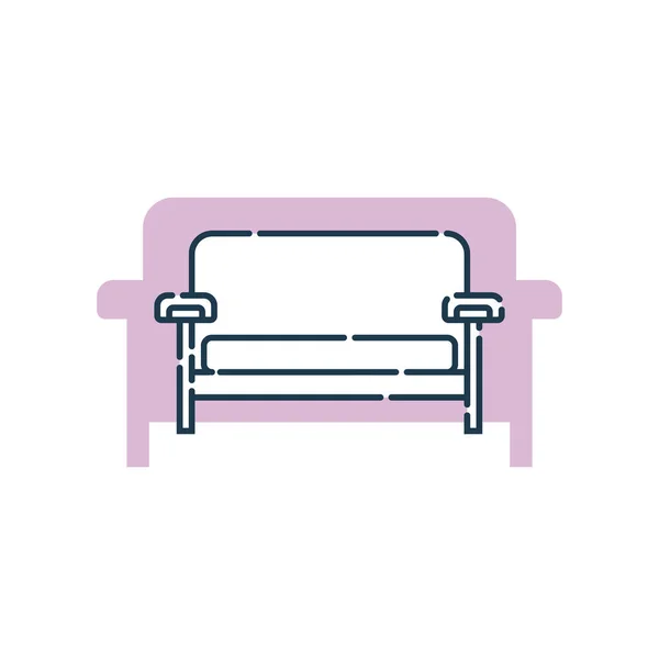 枕1枚付きの快適なソファ 形状の背景にセットでフラットイラスト リラクゼーションのためのモダンなスタイリッシュなオブジェクト 線画スタイルでソファのイメージ 内装の要素家具 — ストックベクタ