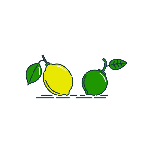 Całe Owoce Limonki Cytryny Wyizolowane Białym Tle Produkt Organiczny Jasna — Wektor stockowy