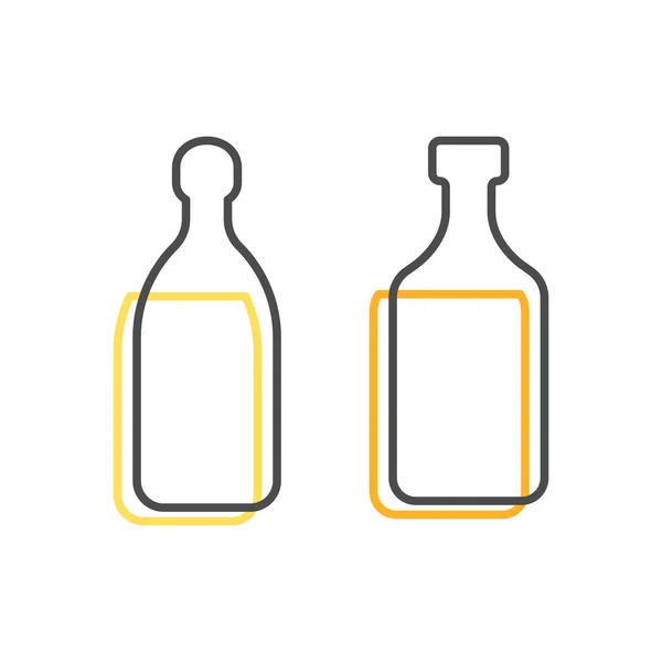 Linea Semplice Forma Tequila Bottiglia Rum Una Figura Contorno Una — Vettoriale Stock