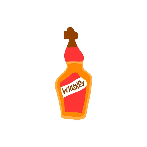 Whiskeyflasche Auf Weißem Hintergrund Zeichentrickskizze Grafikdesign Doodle Stil Handgezeichnetes Bild — Stockvektor