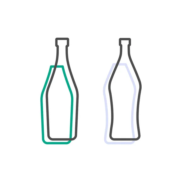 Simple Line Shape Martini Vermouth Bottle One Contour Figure Bottle — Stock Vector