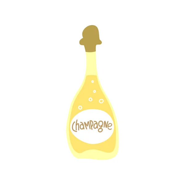 Champagnerflasche Auf Weißem Hintergrund Zeichentrickskizze Grafikdesign Doodle Stil Handgezeichnetes Bild — Stockvektor