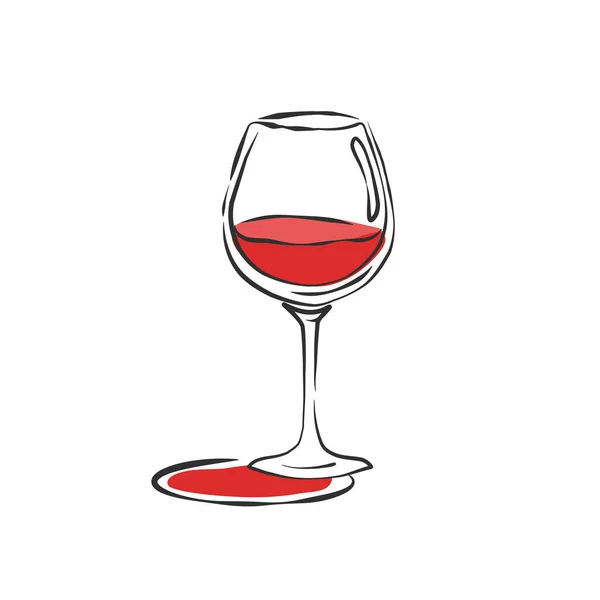 Vinho Tinto Vinho Elemento Bebida Objeto Colorido Desenho Mão Vinho — Vetor de Stock