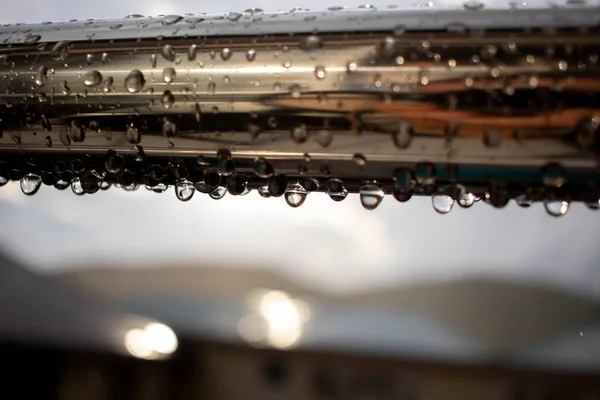 Şiddetli yağmurdan sonra su damlası