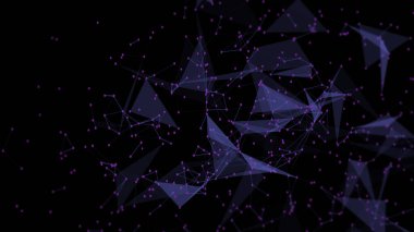 Büyük veri. Teknoloji geçmişi. Soyut arkaplan. Karanlık arka planda noktaları birleştiriyorum. 3B görüntüleme.