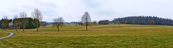 Lkbaharın Başlarında Avusturya Nın Burgenland Bölgesinde Bir Golf Sahası Boyunca — Stok fotoğraf