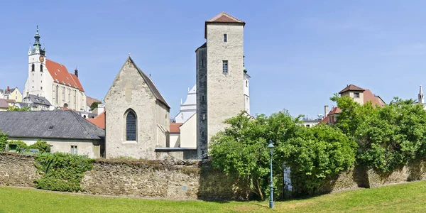 Vue Panoramique Sur Vieille Ville Krems Avec Église Piariste Derrière — Photo