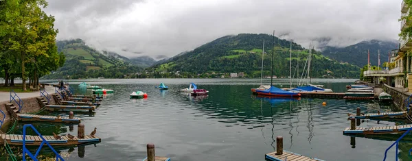 Débarcadères Pour Bateaux Lac Zeller Tôt Matin Salzbourg Autriche — Photo