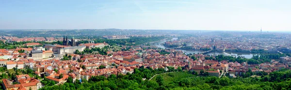 Vista Panorâmica Praga Com Castle District Hradcany Rio Vltava República — Fotografia de Stock