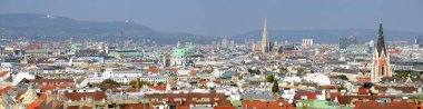 Viyana 'da St. Stephen' s Katedrali ve Kahlen ve LeopoldMountain arka planda, Avusturya
