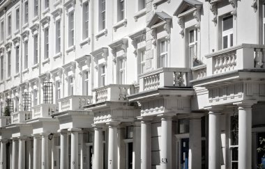 white house fronts with columns and balconies at Pimlico, London, England, Great Britain clipart