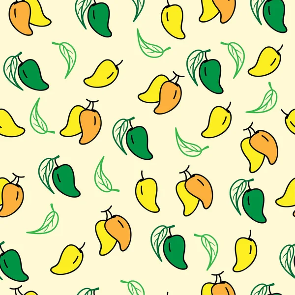Patrón Verano Sin Costuras Mango Ilustración Vectorial — Archivo Imágenes Vectoriales