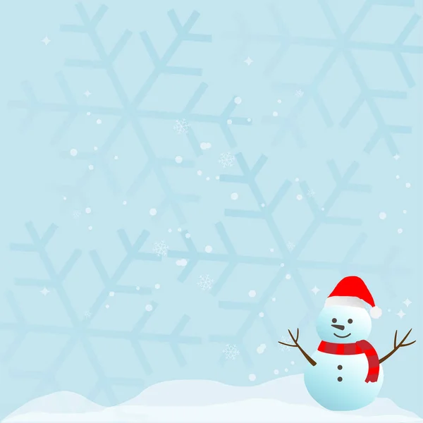 Снеговик Фоне Снежинки Зимние Пейзажи Открытом Воздухе Векторная Иллюстрация — стоковый вектор