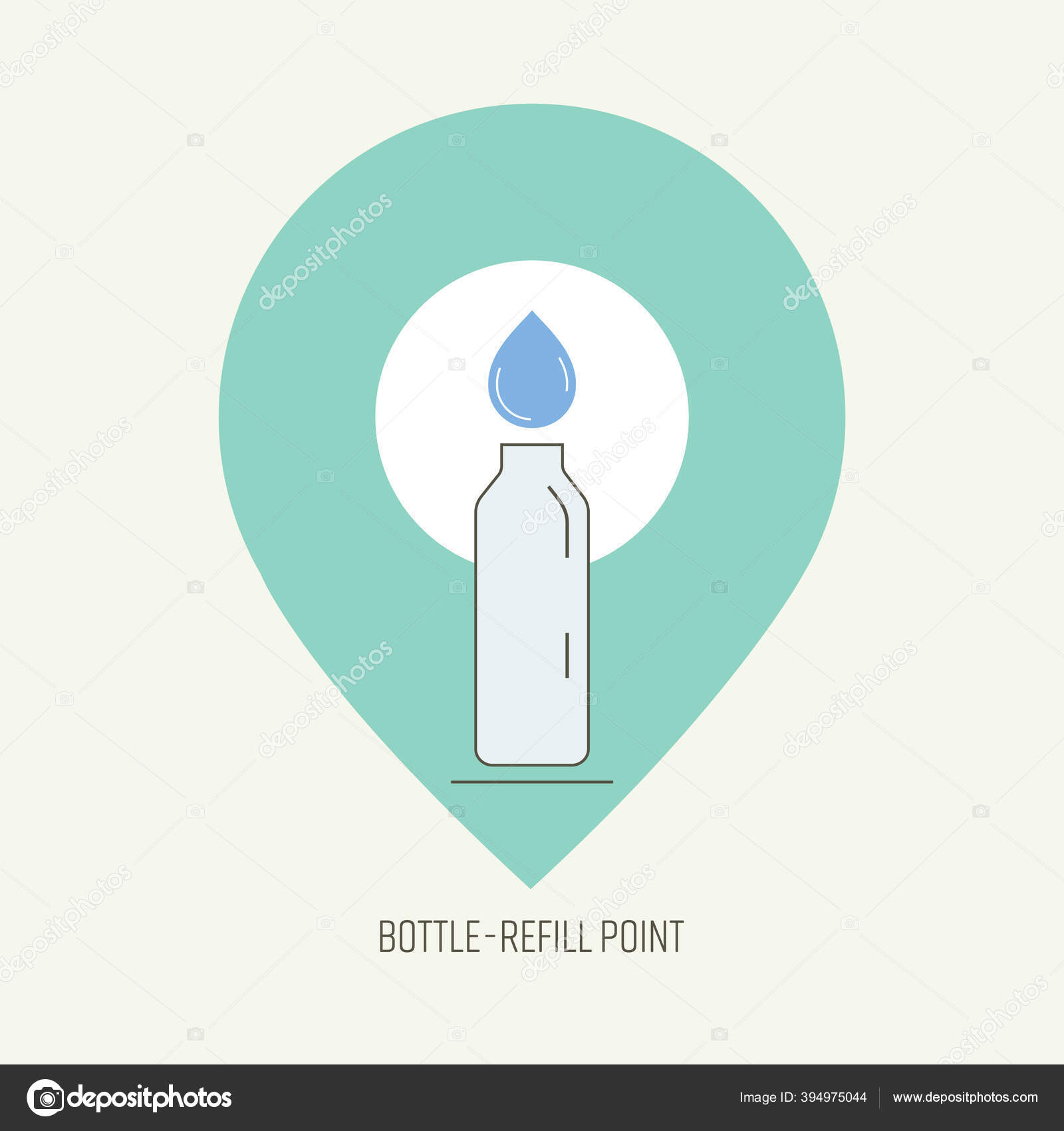 Tetesan Air Dan Ikon Uraian Botol Pada Simbol Lokasi Mewakili Stok Vektor C Rawrabbit 394975044