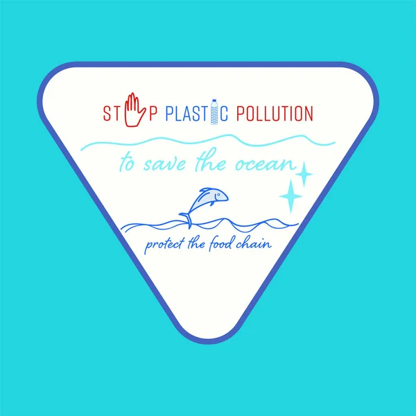 Conjunto Letreros Tipográficos Detener Contaminación Plástica Para Salvar Océano Proteger — Vector de stock
