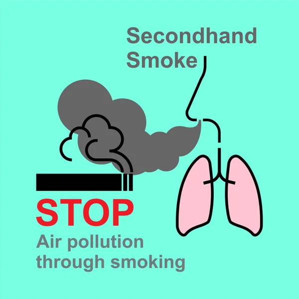 Sigarettrøyking Forårsaker Luftforurensning Sekundærrøyk Påvirker Menneskers Helse Vektorillustrasjon – stockvektor