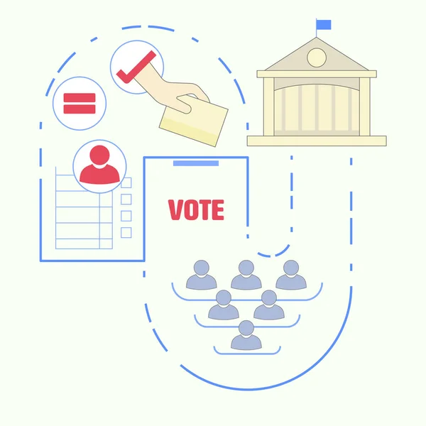 投票和选举概念 政治参与隐喻 代表的投票权 政治民主信息图 矢量图解概念纲要平面设计风格 — 图库矢量图片