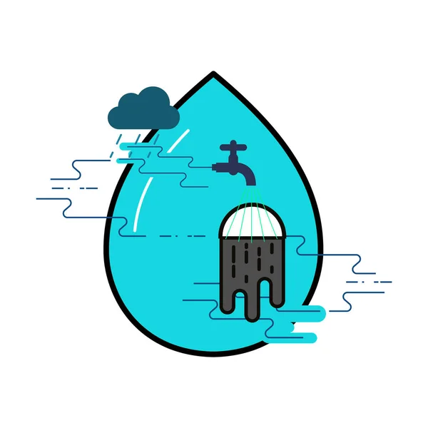 Концепція Використання Води Метафора Циклу Балансу Споживання Очищення Води Символ — стоковий вектор